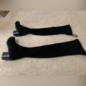 STUART WEITZMAN DARLA OVER THE KNEE BLACK SUEDE BOOTS SIZED 9